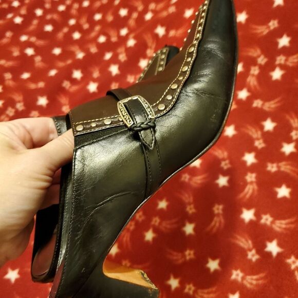 Brighton Tempe mules in black and brown with stud - Picture 6 of 14